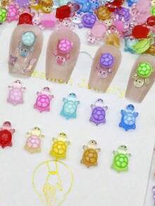 100/300/500pcs Mini Sea Turtle Figurines, Small Ocean Animal Sculptures Made Of Shiny Resin, Suitable For DIY Garden Decor, Dollhouse, Aquarium Decoration, Colorful Cartoon DIY Accessories, Water Tank Turtle Model, Turtle Shaped Nail Accessories. Suitable As Small Gifts For Birthday And Wedding [Please Note The Size, These Are Small] - Multicolor - View 10