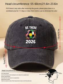 1pc Unisex 2026 World Cup Black Multi-Color Football Print Outdoor Casual Fashion Adjustable Size Sun Protection Soft Vintage Distressed Street Party Gathering Washed Baseball Cap Dad Hat Youth Cap Suitable For Daily Wear Versatile Camping Beach Travel Football Match Cheering - A - View 4