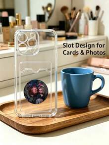 1 unidad Patrón de retrato de muñeca de terror Funda para GALAXY S25 EDGE,Esquinas con airbag antichoque reforzado, tarjetero oculto trasero para tarjetas y carnets. Cuenta con diseño elegante, ideal para uso diario y viajes. - transparente (transparente) - Ver 2