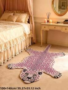 1pc Pink Purple Leopard Shaped Animal Rug - Soft, Super Absorbent, Suitable For Bedroom, Living Room Or Bathroom, Machine Washable, Bathroom Rug, Decorative Rug, Bedroom Decor, Small Rug, Carpet, Home Decor, Living Room Rug, Living Room Small Rug, Bedroom Rug, Living Room Home Decor - Multicolor - View 13