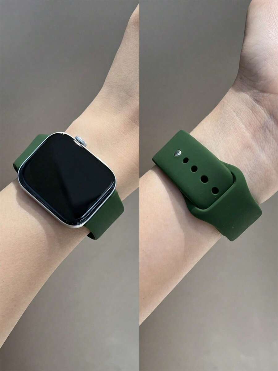 1件時尚矽膠手錶錶帶,相容於華為智慧手錶/智慧手環 Fit 3/Fit 4/Fit 4Pro/Fit5 手腕帶 - 墨綠色 - 查看 1