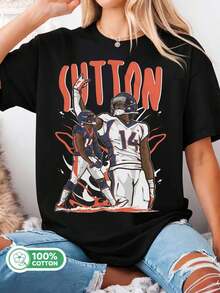 Courtland_Sutton_Denver_Broncos_Tee_Courtland_Sutton_Denver_Broncos__T-Shirt,_Football_Player_Graphic_Tee - 黑色 - 查看 1
