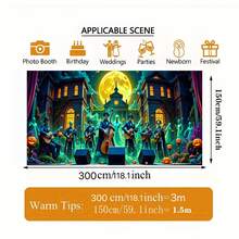 Customize A Halloween Happy And Skull Music Party Garage Backdrop, A Spooky Garage Hanging Backdrop Decoration, A Halloween Backdrop. - Multicolor - View 13