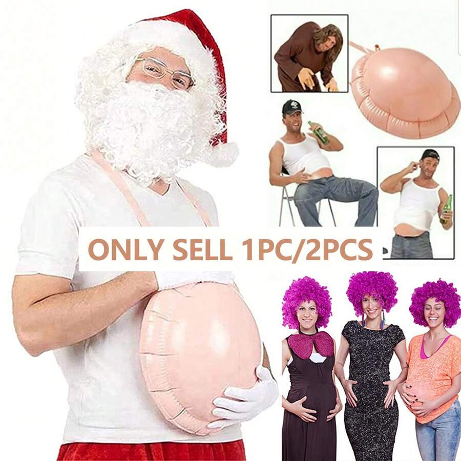 1pc/2pcs Inflatable Pregnant Belly, PVC Material, Realistic Pregnant Belly, Performance Prop, Party Entertainment Supplies, Fun Decoration