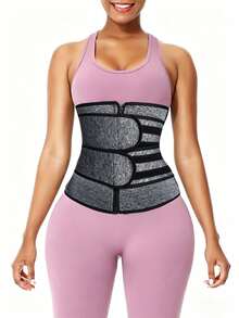 1 Piece, 2026 New Style Women's Zipper Sweat Belt, Neoprene Tummy Control Sports Waist Cincher - Grey - View 5
