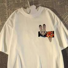 Disney Zootopia Judy Nick Paper Break Style Adult Children's Pure Cotton T-Shirt Multi Color Loose Cartoon Casual Sports Top - AT33242 - View 3
