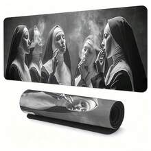 Extra-Large, Durable Mouse Pad Featuring A "Smoking Nun" Design-Suitable For Gaming, Office Work, Laptop Keyboards, And Desk Surfaces; Features Precision-Stitched Edges, A Non-Slip Rubber Base, And Multiple Size Options. - Mouse Pad - View 7