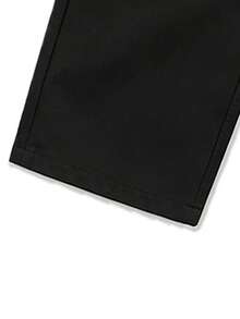 Drawstring Elastic Waist Large Pocket Mid-Length Cargo Shorts, Suitable For Daily Wear And Sports, Black, Autumn - Black - View 8