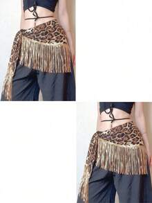 1 pieza/2 piezas Pañuelo de cintura con estampado de leopardo y lentejuelas con flecos en 4 colores, ¡crea una atmósfera increíble! 1.4m/55in de largo, se puede usar como cadena de cintura para danza del vientre, decoración de atuendo de chica sexy para fiestas, adecuado para bailar, fiestas, estilo diario de chica sexy, diseño de flecos + lentejuelas muy llamativo, puede crear fácilmente looks sexys y personalizados para la mayoría de las ocasiones. - Multicolor - Ver 11
