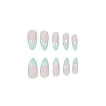 24pcs Short Classic French White Tip Short Pointed Minimalist Round Nails + 1pc Jelly Glue + 1pc Nail File - 彩色 - 查看 4