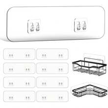 Shower Rack Replacement Adhesive, Transparent Adhesive Hook Sticker, Suitable For Shower Basket Rack, Soap Holder, Bathroom Corner Storage Rack, Kitchen Rack - View 1