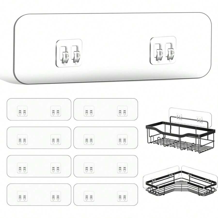 Shower Rack Replacement Adhesive, Transparent Adhesive Hook Sticker, Suitable For Shower Basket Rack, Soap Holder, Bathroom Corner Storage Rack, Kitchen Rack - View 1