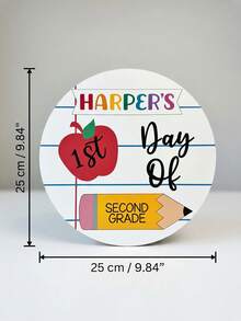 1pc Custom First Day Of School Wooden Sign,Custom Text,Cute Apple Pencil Bow Wooden Sign,Personalized Back To School Sign Memory Keepsake Plaque - Multicolor - View 6