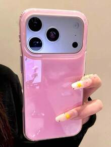 Funda de teléfono de gelatina brillante y linda compatible con iPhone 17ProMax 17Pro 17 17Air 16 15 14 13 12 Pro Max 11 de unicolor a prueba de golpes con cubierta trasera suave - Rosa - Ver 2
