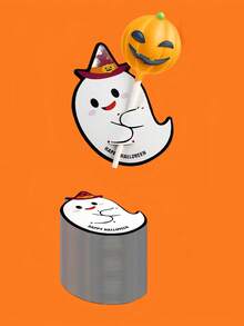 500PCS/200PCS/100pcs/50pcs/25PCS Halloween Themed Lollipop Decorations, Halloween Christmas Gift Cards, Creative Design Halloween Ghost Pumpkin Lollipop Decorative Card Paper, Suitable For Halloween Party Supplies - Multicolor - View 23