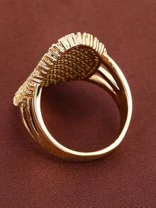 1pc Elegant Cubic Zirconia Ring, Suitable For Women To Wear, Suitable For Wedding, Engagement, Anniversary Party, Valentine's Day Gift - Yellow Gold - View 5