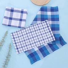 3/6 buah Lap Dapur Penyerap Motif Kotak-kotak Aneka Warna (14,9" X 25,2"), Lembut, Dapat Digunakan Kembali dan Dicuci, Perlengkapan Pembersih Rumah yang Penting, Aksesori Dapur - Blue and White - View 3