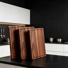 3pcs. Set Of Premium Rosewood Cutting Boards, Natural Wood Style High-End Cutting Boards, Size (38 X 26 / 33 X 23 / 28 X 20 Cm) Solid Wood Chopping Boards, Easily Process Meat, Vegetables, Fruits, Bread And Other Ingredients. Suitable For Hotels, Restaurants, Homes, Apartments, Dormitories. - Rust Brown - View 1