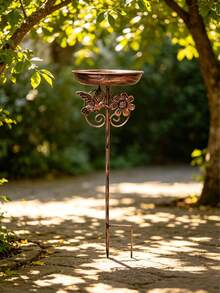 Iron Bird Bath And Feeder, Multiple Sculptural Designs Available, With 5-Prong Rust-Resistant Fixed Feet, Sturdy Outdoor Standing, Suitable For Garden And Yard Decoration, Can Be Used For Bird Drinking And Bathing, Easy To Clean - TK18MINI - View 9