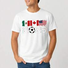 [E Mexico 2026] Men's Summer T-Shirt, New Model For USA-Canada-Mexico 2026 Soccer Fans - Colorful Soccer Ball Print, Casual Sportswear For Men - 白色 - 查看 9