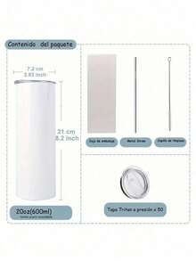 Termo Skinny De Acero Con Popote 600ml Diseño Bicicleta Mod.G87 - Multicolor - Ver 3