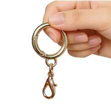 1pc Double-Button Electroplated Lobster Clasp Metal Jewelry Bag Charm Accessory, Fur Ball Pendant Ring, Detachable Spring Ring Hook For Keys, Dolls, Pendants And Small Items, DIY Short Chain Bag Strap Connector - Multicolor - View 2
