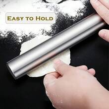 Heavy Duty Stainless Steel Rolling Pin - Non-Slip Grip, Round End Design For Baking, Suitable For Pastries, Cookies, Pasta - Commercial And Home Kitchen Use - Easy To Clean And Rust-Resistant - Great For Christmas, Halloween, Thanksgiving, Easter And Other Holidays - Ideal Gift For Home Baking Enthusiasts, Stylish Cylindrical Design, Durable Kitchen Tool, Pasta Rolling, Cookie Baking, Professional Grade Roller, Cylindrical Design, Rust-Resistant Material, Baking Roller, Pastry Rolling Pin, Baking Enthusiasts - Multicolor - View 9