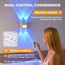 1pc/2pcs RGB Motion Sensor Wall Light, Rechargeable Magnetic Night Light, 3 Color Temperatures, Remote Control (Battery Not Included), Dimmable, Suitable For Bedroom, Hallway And Stairs - RGB Wall Light - View 7