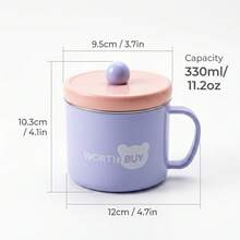 330ML 316不鏽鋼咖啡杯附蓋與手柄，便攜密封防漏水杯，保溫防燙飲水杯，可重複使用茶奶咖啡杯，適合學生與成人於學校、辦公室、旅行、戶外露營、野餐使用 - 彩色 - 查看 16