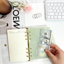 2入 A6 6孔活頁現金收納袋，PP材質附壓扣硬幣收納袋，透明預算理財收納夾 - A - 查看 7