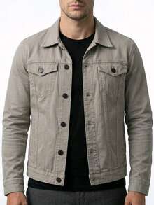 Men's Denim Jacket With Pockets And Buttons - Gris - Ver 3