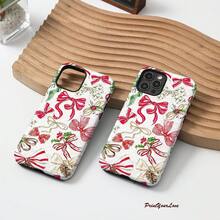 [Ships From Germany/France/Spain/Italy] Phone Case - Christmas Bow Pattern 2-In-1 Screen Protector, Stylish Protective Case, Valentine's Day Gift, Compatible With Apple 11-17 Pro/Max/Plus/Air And Galaxy S21-S26 Ultra, Drop-Proof, Wear-Resistant, Anti-Yellowing, Perfect Gift - 1 Image - View 2