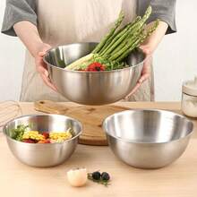 Bộ 3 bát trộn dày phong cách Nhật Bản bằng thép không gỉ phân cấp, dùng để đánh trứng, trộn salad và làm bánh - Xem 2