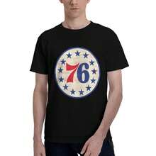 Phila-delphia-76ers Camiseta Hombre Algodón Suave y Elástica Cuello Redondo, Corte Ajustado Cómodo, Transpirable y Resistente Básica para Diario, Oficina o Salidas Casuales - Negro - Ver 4