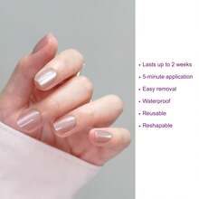LAMIMOSA Press On Nails French Kurz Quadratisch 32er Set – Krótkie Kwadratowe Mlecznobiałe Paznokcie French, mlecznobiałe paznokcie do naklejenia za pomocą kleju, sztuczne paznokcie z miękkiego żelu w 16 rozmiarach, MILKY FRENCHY2026 - JEDWABNY MIRAŻ - Zobacz 3