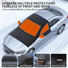Parasol para coche, protección para todo tipo de clima, franja reflectante naranja de advertencia nocturna, cobertura completa, bloqueo de calor, plegable, adecuado para sedán/SUV, privacidad y protección del interior, duradero, accesorio esencial para el coche - Multicolor - Ver 4