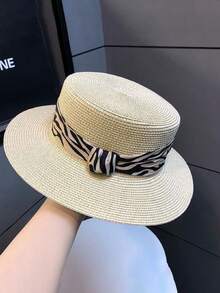 1pc Women's Straw Hat Bohemian Polyester Fashion Outdoor New Style Wide Brim Personalized Sun Protection Breathable Solid Color Straw Hat Suitable For Daily Outdoor Use - Multicolor - View 7