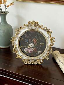 Elegant Floral Relief Photo Frame, Vintage Luxury Desktop Display Stand, Soft & Warm Style Photo Frame For Bedroom, Living Room, Office Decor, Ideal For New Store Opening Display, Includes 1 Random Photo Paper, K-Pop Star Card Album - A - View 12