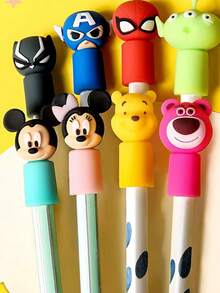 Disney 1/3/6入 3件/盒 塑料與軟矽膠卡通筆帽 可愛小熊維尼與漫威鉛筆套 適合兒童 - DSN筆帽 - 查看 9