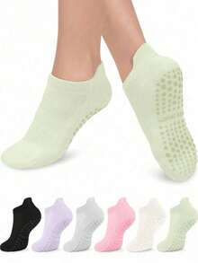 1/3 Pairs Women's Summer Yoga Socks, Mesh Breathable Thin Silicone Non-Slip Sports Socks, Indoor Floor Boat Socks, Suitable For Fitness Pilates Non-Slip Socks - Multicolor - View 1