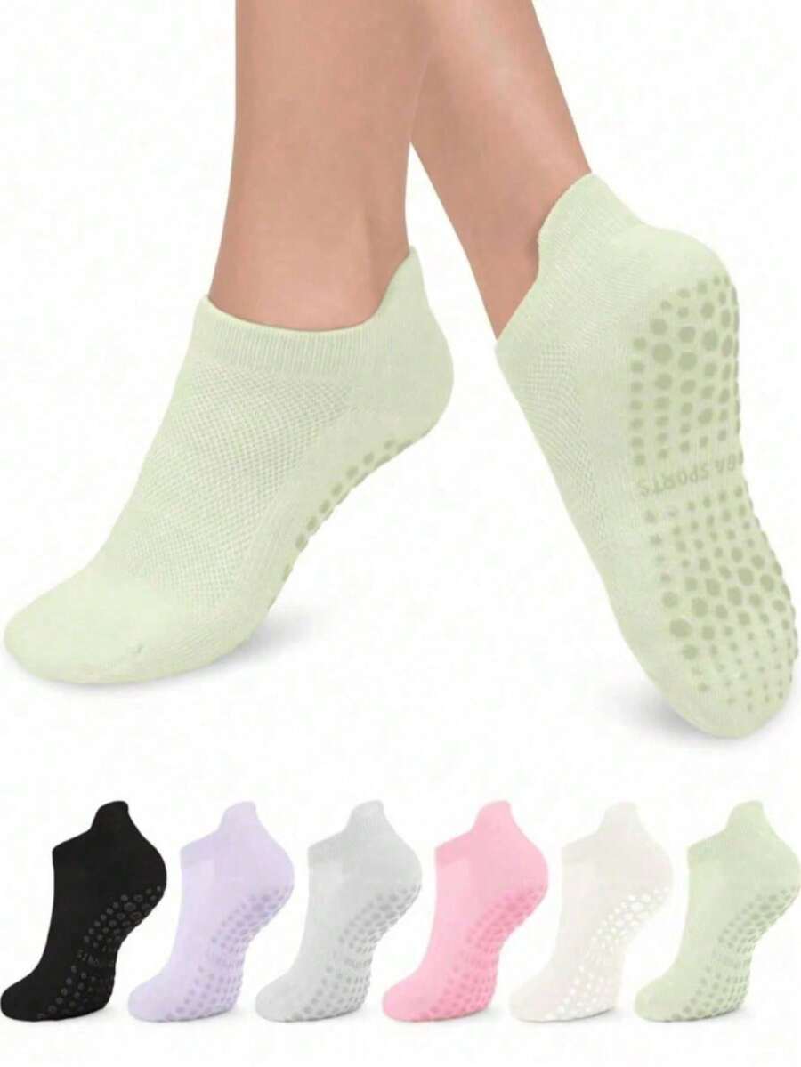 1/3 Pairs Women's Summer Yoga Socks, Mesh Breathable Thin Silicone Non-Slip Sports Socks, Indoor Floor Boat Socks, Suitable For Fitness Pilates Non-Slip Socks - Multicolor - View 1