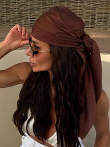 1 pièce Foulard/Bandeau dégradé de couleur unie décontracté pour femmes, accessoire minimaliste printemps/été, convient pour les vacances, les fêtes à la plage, la mode de rue - Camel - Voir 1