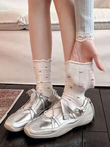 1/4/8/12 pares de calcetines de media caña minimalistas con estampado floral para primavera/verano, calcetines largos de malla con estampado floral japonés, calcetines cortos para mujer, calcetines para estudiantes, calcetines Lolita, calcetines para volver a la escuela, calcetines Lolita, calcetines para niñas, calcetines de media caña para mujer, calcetines de verano, calcetines de otoño, adecuados para uso en el hogar y viajes - Multicolor - Ver 5