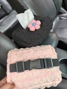 1件裝蝴蝶結裝飾汽車面紙盒 花卉蝴蝶結面紙盒 車用面紙架 汽車裝飾收納盒 車用面紙抽屜式扶手箱盒 汽車內飾配件 車內裝飾 - 泡芙 - 查看 9