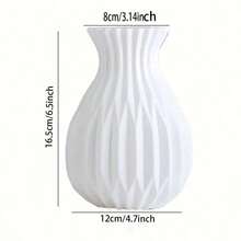 2/1pc Nordic Style Plastic Vase, Imitation Ceramic Geometric Striped Flower Vase, Shatterproof Decorative Vase For Dried & Fresh Flowers, Perfect For Living Room, Home & Cafe Decor - Multicolor - View 9