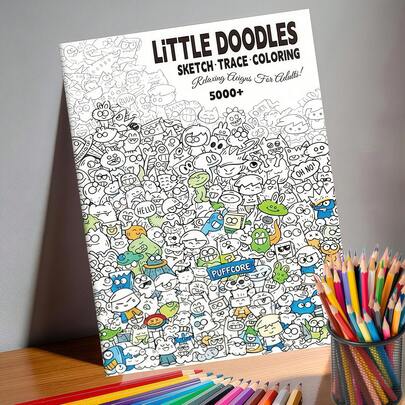 1 cuốn sách tô màu doodle giảm căng thẳng, với các họa tiết doodle tinh xảo để vẽ theo và tô màu, được thiết kế mang lại sự bình yên và giải tỏa tinh thần sáng tạo, phù hợp cho những người yêu nghệ thuật và những ai muốn giảm căng thẳng