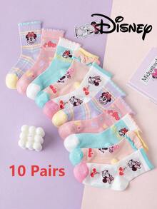 Disney 10/5/1雙正版迪士尼襪圖案嬰兒網眼鏤空中筒襪，適合夏季穿著。可愛卡通設計，時尚可愛的迪士尼嬰兒夏季襪。透氣吸濕，休閒多功能，時尚卡通圖案襪，適合嬰兒、禮品與日常使用。 - 彩色 - 查看 13
