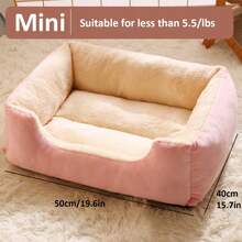 Winter-Use, Warm, Square Pet Bed For Small Dogs And Cats, Soft Fleece, Extremely Comfortable, Washable Pet Cushion. - Pink S-50*40CM - View 3