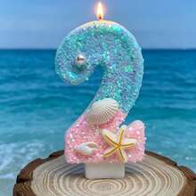海洋系列藍色沙灘數字蠟燭 0-9，適用於生日蛋糕裝飾、節日派對、生日派對、成人派對、畢業典禮 - 查看 4