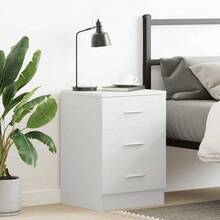 vidaXL 2X Nachtschrank 3 Schubladen Nachttisch Nachtkonsole Nachtschränckchen Nachtkommode Couchtisch Weiß 38x35x56cm Holzwerkstoff - White - View 11